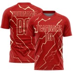 Sublimation Uniform Cream Lightning Custom Jersey Sports Red Soccer Sublimation Uniform Cream Lightning Custom Jersey Sports Red Soccer