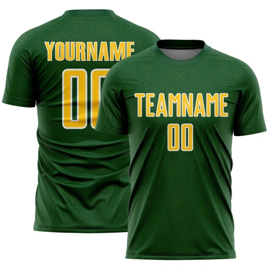 Jersey Sublimation Shape Uniform Custom Green Geometric Soccer Yellow-White Sports Jersey Sublimation Shape Uniform Custom Green Geometric Soccer Yellow-White Sports